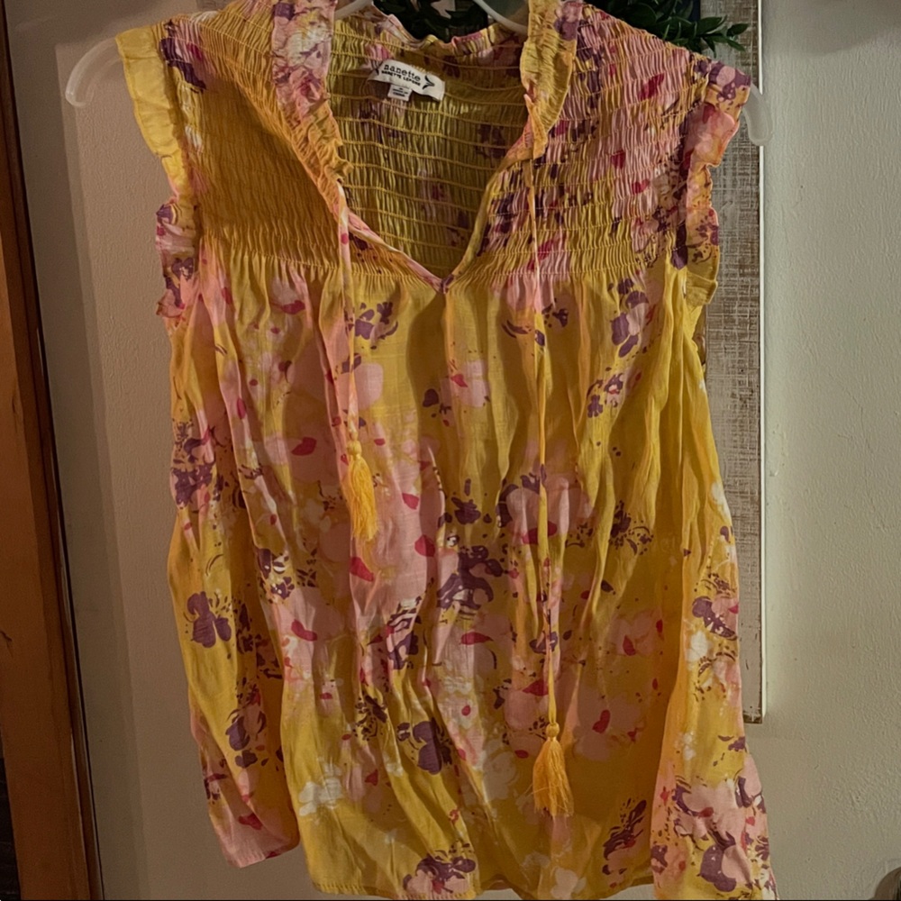Nanette Lepore Yellow Floral Top